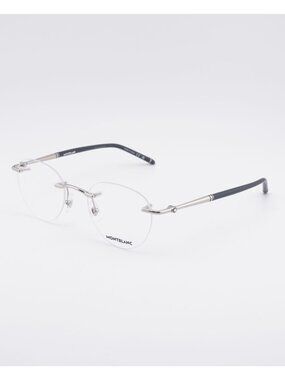 Montblanc MB0244O 002 Eyeglasses Silver 51mm Square Frame